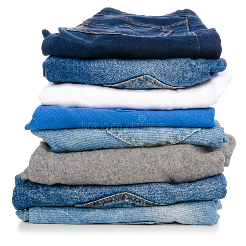 A Stack of Clothes Jeans Pants Stock Photo - Image of pants, jeans ...