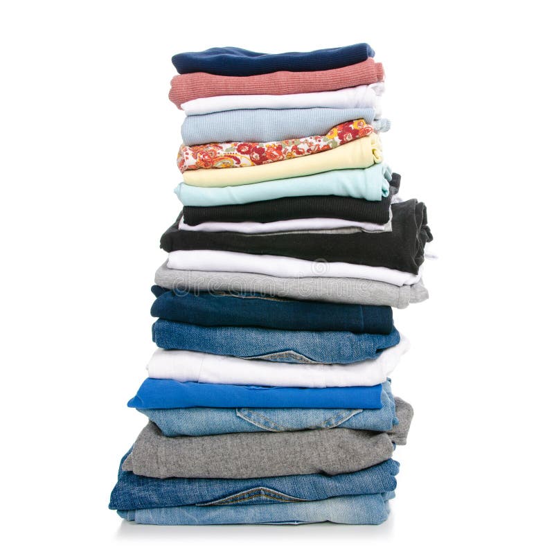 A Stack of Clothes Jeans T-shirt Shirt Stock Image - Image of ...
