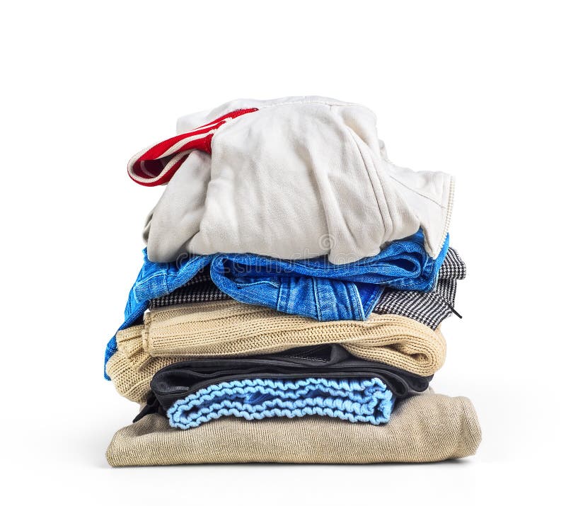 Stack of Clothes on a White Background Stock Photo - Image of green ...