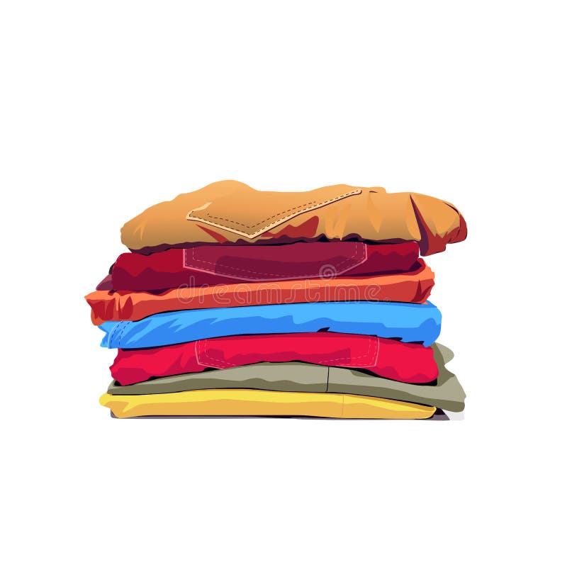 Stack of clothing isolated on white background. royalty free illustration