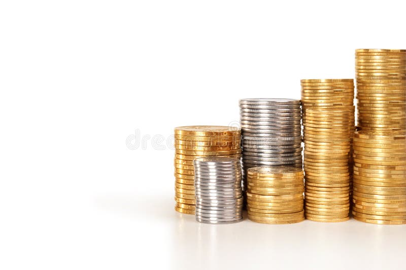 Stack of coins with copy-space