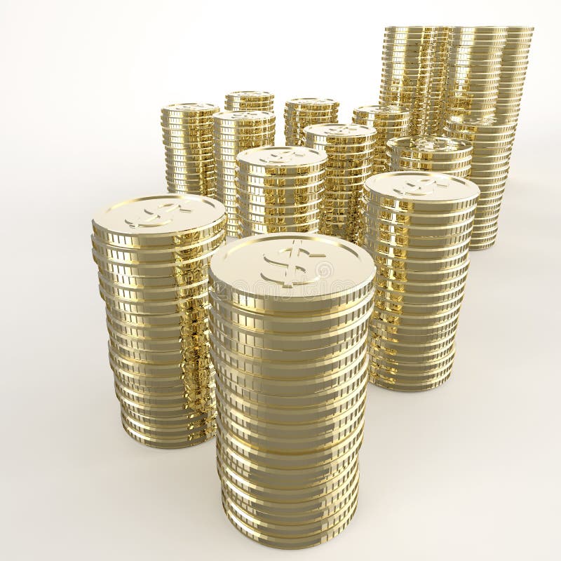 Stack of Golden Coins Dollar Sign 3d Stock Photo Image of chrome