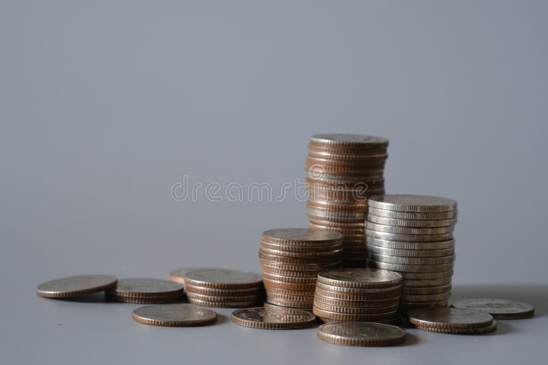 Stack of coins for finance investor, Forex trading candlestick chart, Cryptocurrency Digital economy. background for invest royalty free stock images