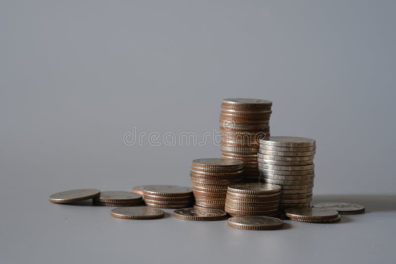 Stack of coins for finance investor, Forex trading candlestick chart, Cryptocurrency Digital economy. background for invest stock photography