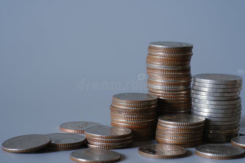 Stack of coins for finance investor, Forex trading candlestick chart, Cryptocurrency Digital economy. background for invest royalty free stock photos