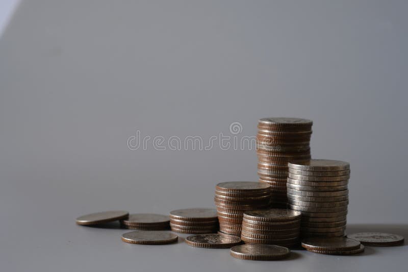 Stack of coins for finance investor, Forex trading candlestick chart, Cryptocurrency Digital economy. background for invest royalty free stock images