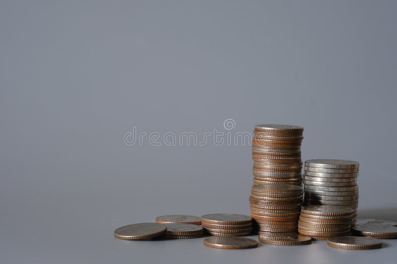 Stack of coins for finance investor, Forex trading candlestick chart, Cryptocurrency Digital economy. background for invest royalty free stock photo