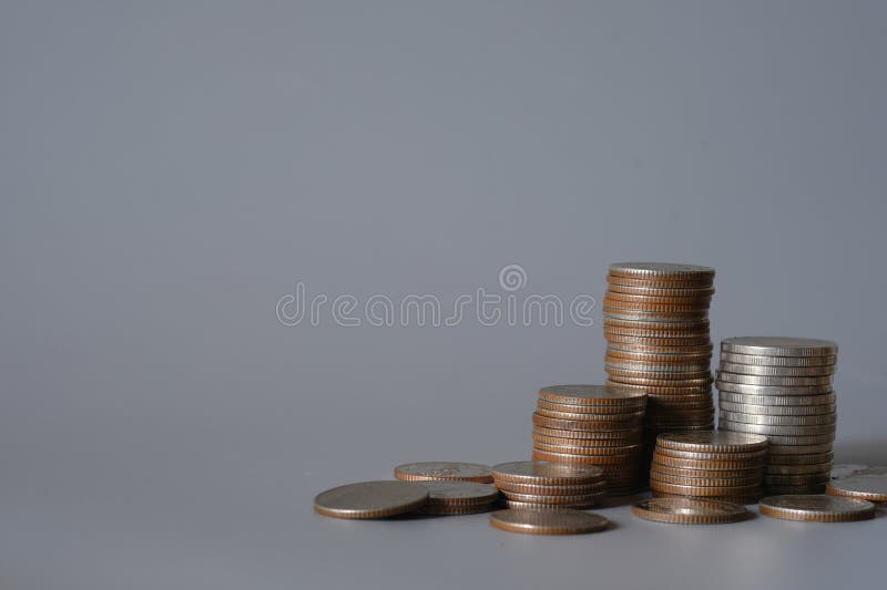 Stack of coins for finance investor, Forex trading candlestick chart, Cryptocurrency Digital economy. background for invest stock photos