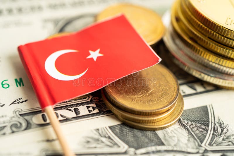 Stack of Coins with Turkey Flag and US Dollar Banknotes Stock Image Image of france, flag