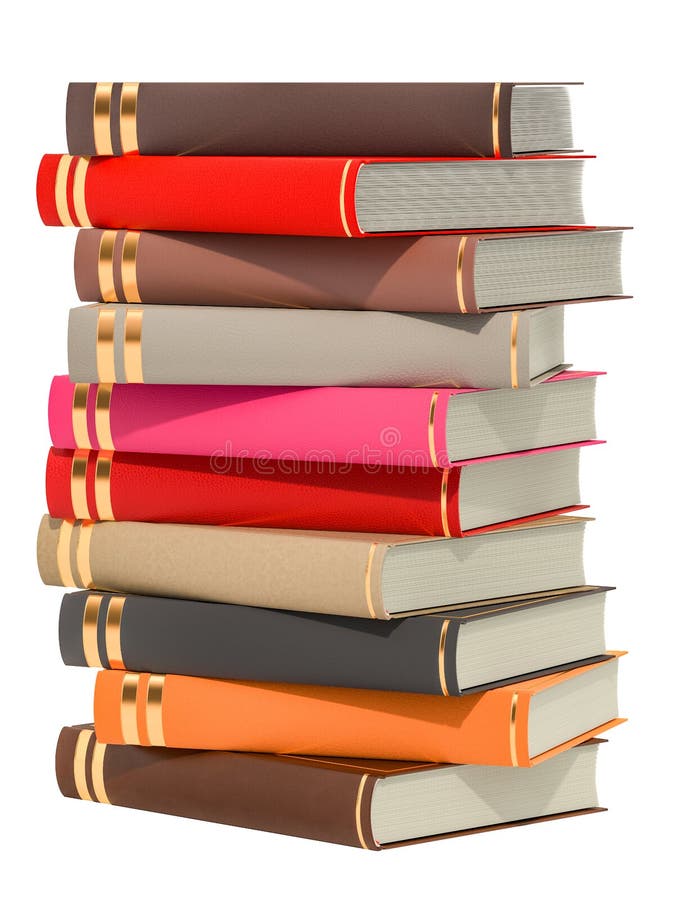Stack of colored books, 3D rendering stock illustration