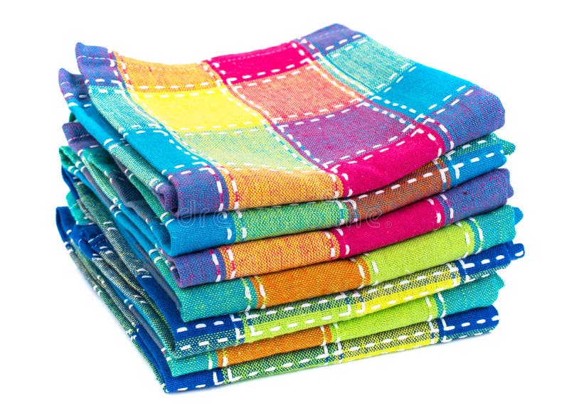 Stack of Colored Kitchen Towels in Box Stock Image Image of domestic, pattern 90524131