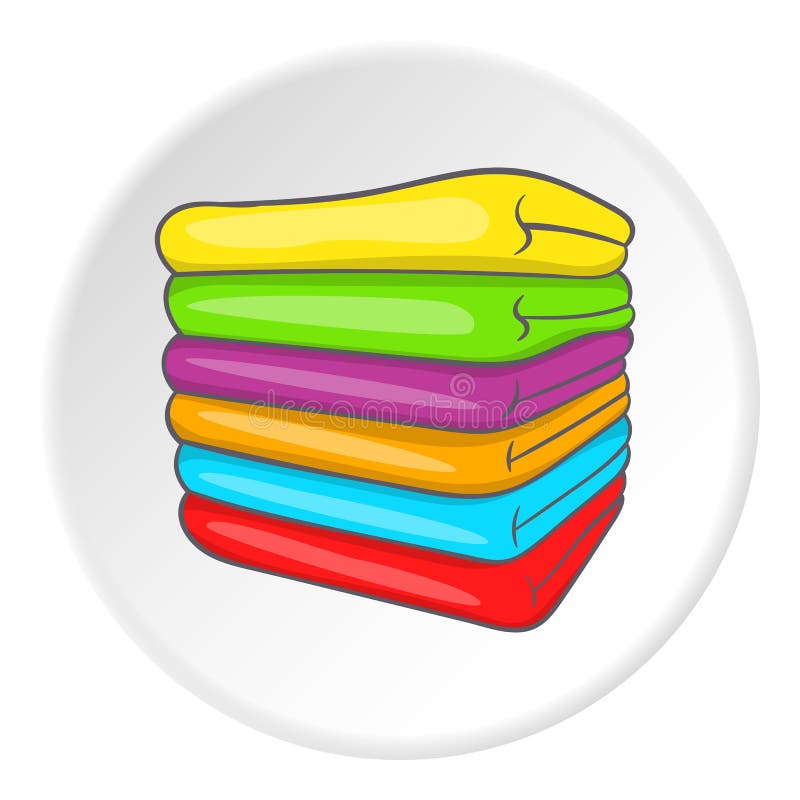 A Stack of Colored Towels Icon, Cartoon Style Stock Vector
