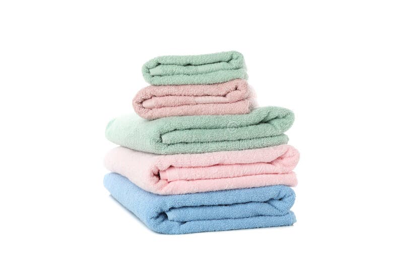Stack of Colored Towels Isolated on White Stock Image Image of hotel