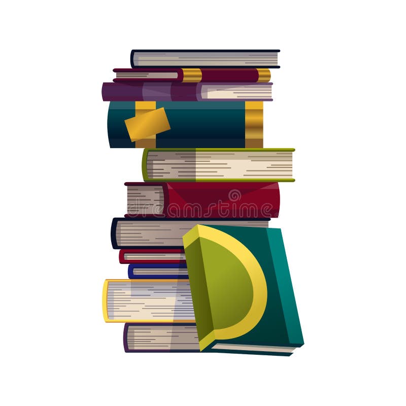 Stack of colorful books on a white background. Pile of education books vector. Illustration in flat style. Knowledge