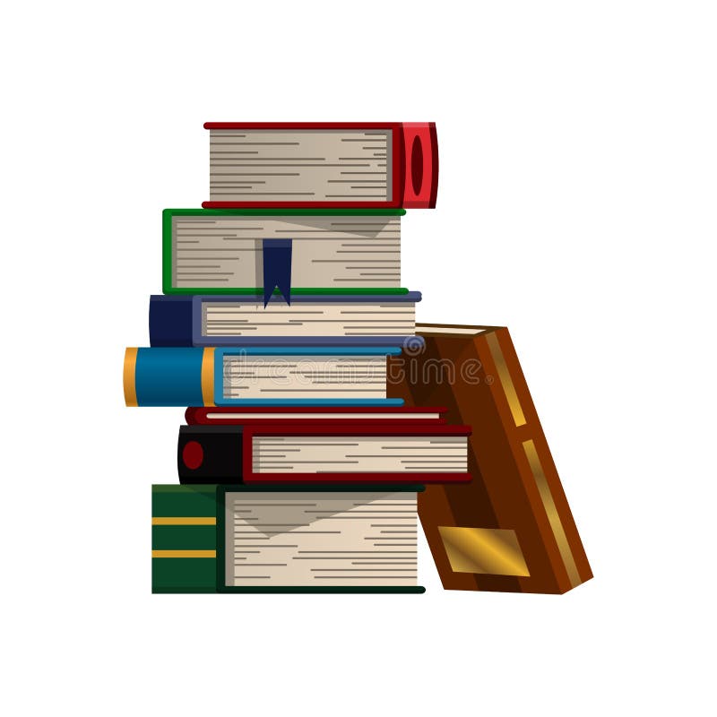 Stack of colorful books on a white background. Pile of education books vector. Illustration in flat style. Knowledge