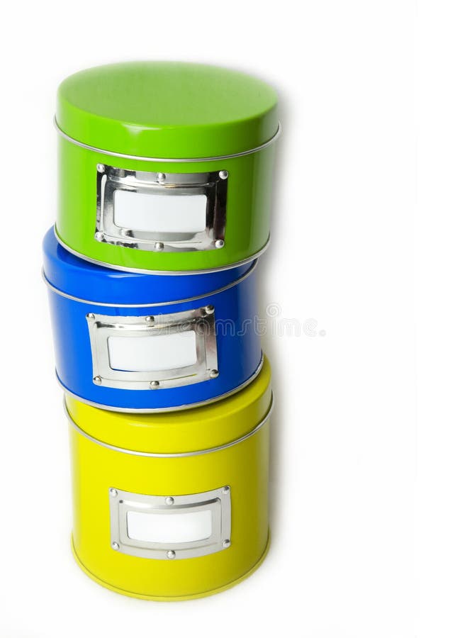 Stack of Colorful Cans stock image. Image of container 6993539