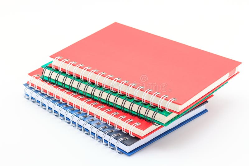 Stack of colorful notebooks.