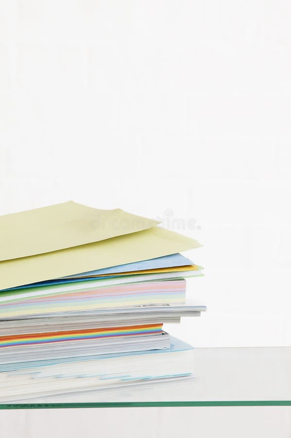 Stack of Coloured Stationery Studio Shot Stock Photo Image of group