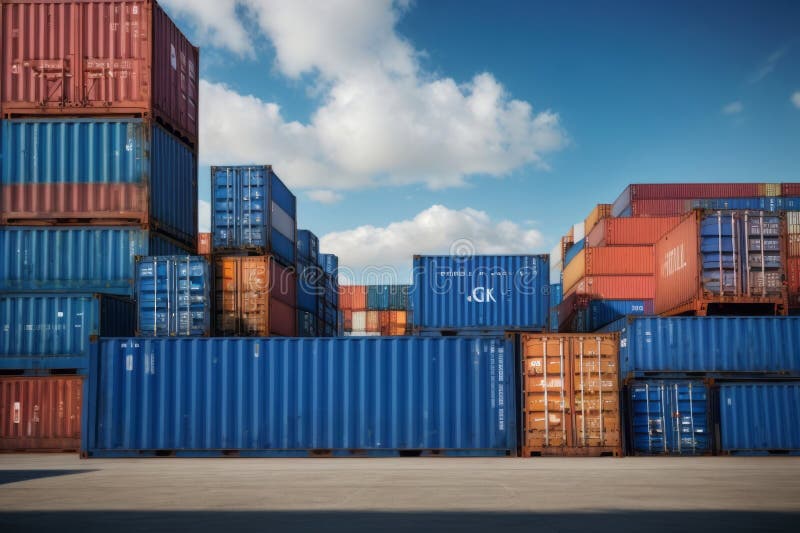 Stack of Container Box for Import and Export Logistics Cargo Delivery ...