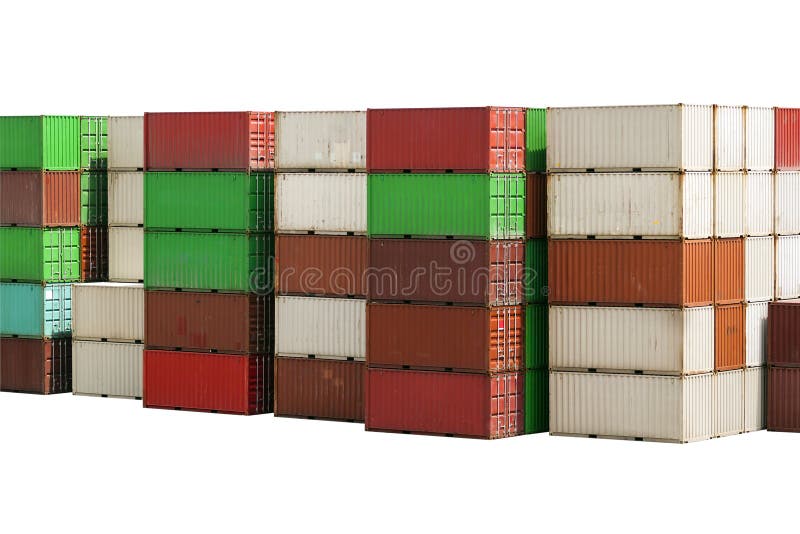 Stack of Containers Cargo isolated on white background with clipping path