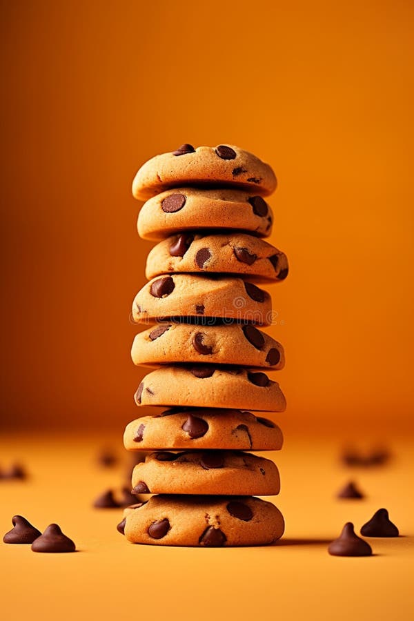 A Stack of Cookies with Chocolate Stock Illustration Illustration of