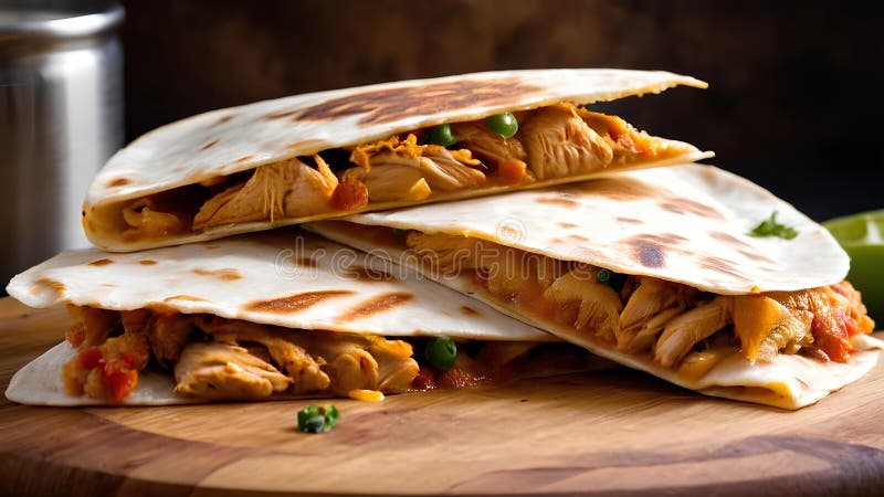 Stack of delicious chicken quesadillas, studio shot royalty free illustration