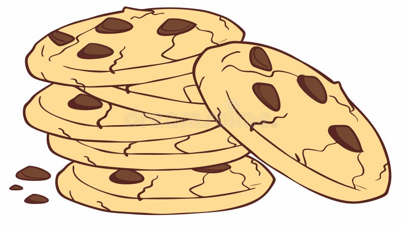 Stack of Delicious Chocolate Chip Cookies, Sweet Treat, vector design Generative AI royalty free illustration