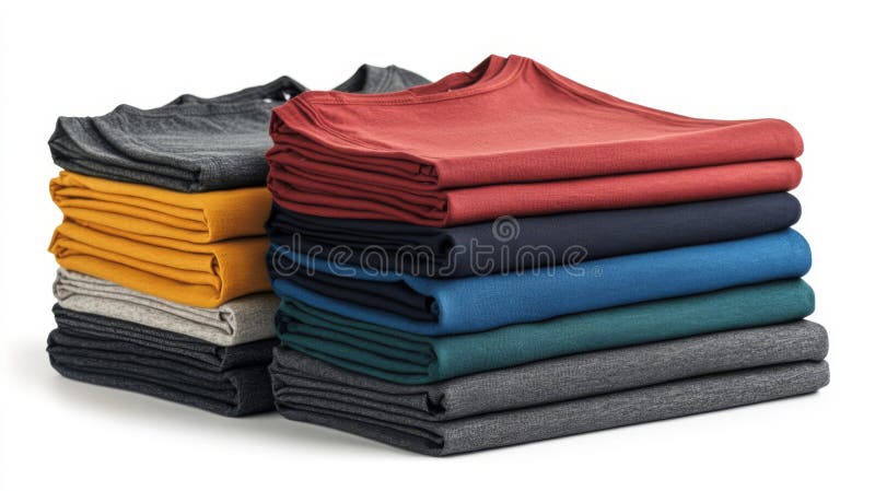 Stack di camicie piegate in diversi colori royalty illustrazione gratis