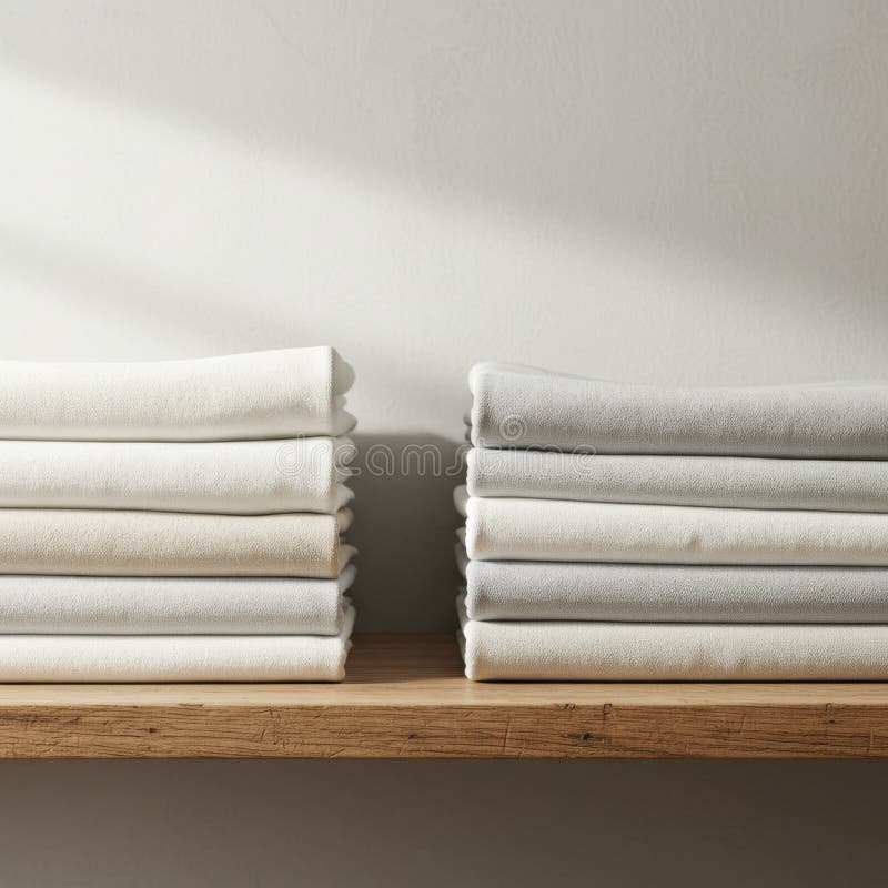 Stack di torbiere bianco e grigio su una piattaforma di legno illustrazione di stock