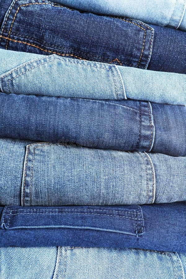 Stack of Different Jeans As Background Stock Image - Image of urban ...