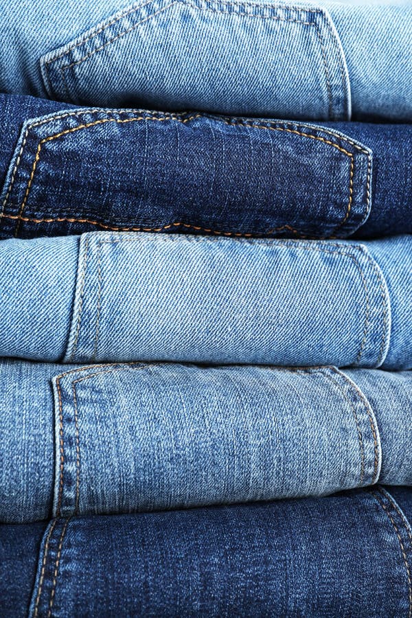Stack of Different Jeans As Background Stock Image - Image of ...