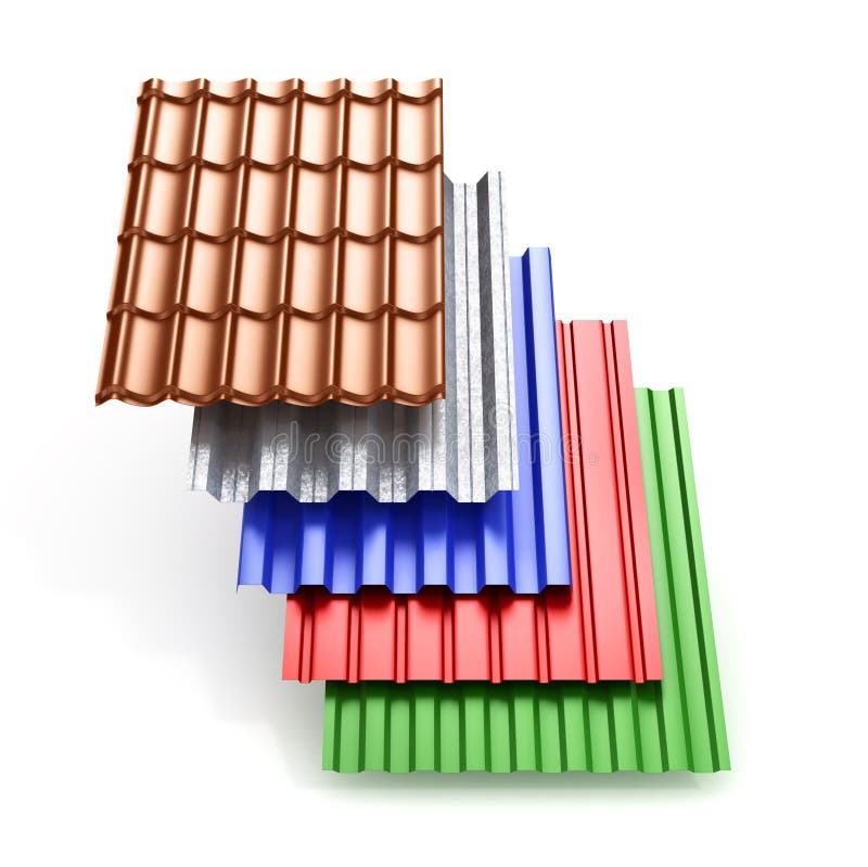 Stack of different types metal roof coating. royalty free stock photos
