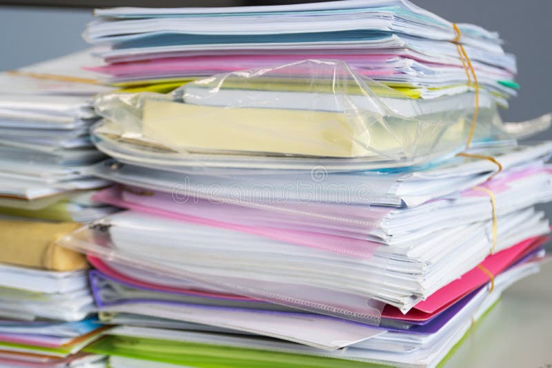Stack of documents for business on the table in a work office, concept document in work office stock photography