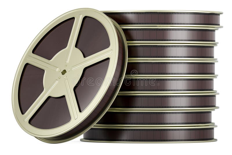 Stack of film reels, 3D rendering royalty free illustration