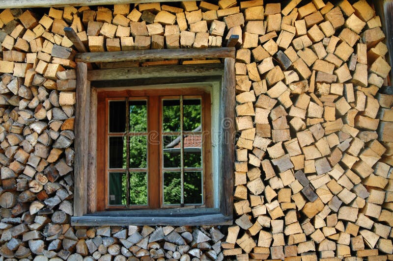 Stack of firewood with window