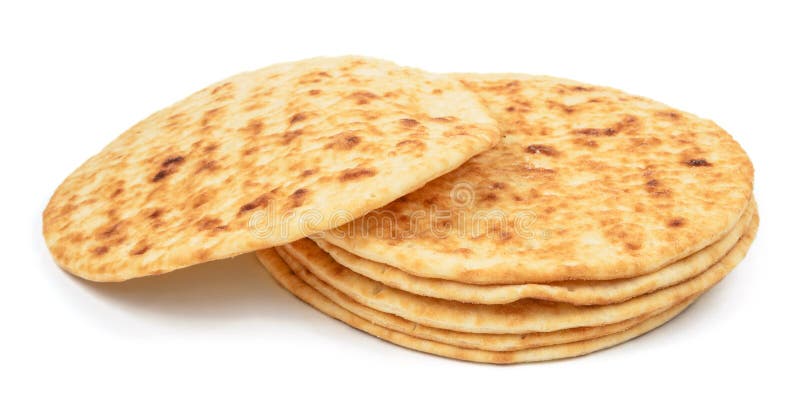 Stack of flat cakes (pancakes) stock images
