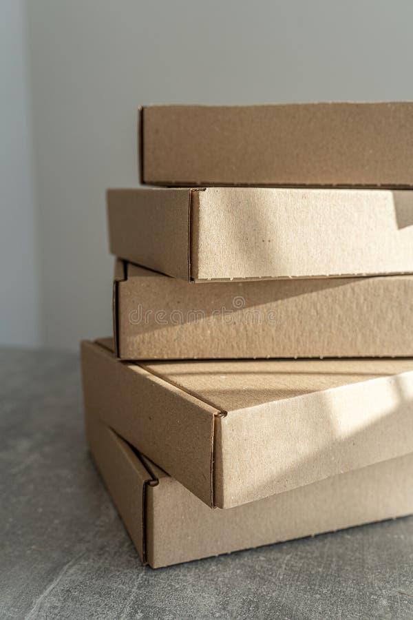 Stack of flat-packed self stock image