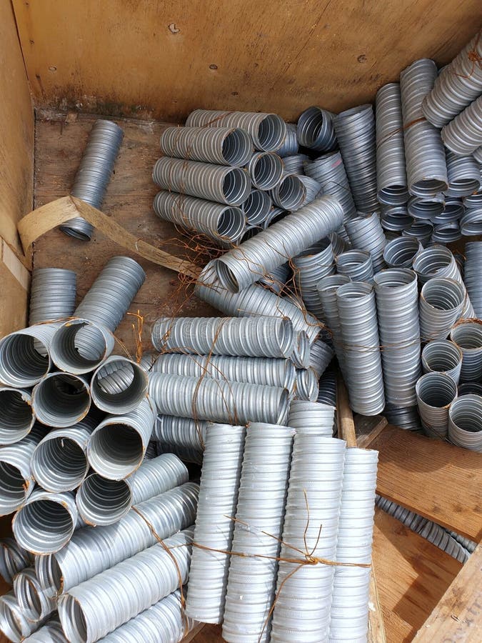 Stack of Flexible Plastic Hose Used in Underground Tunnel Construction