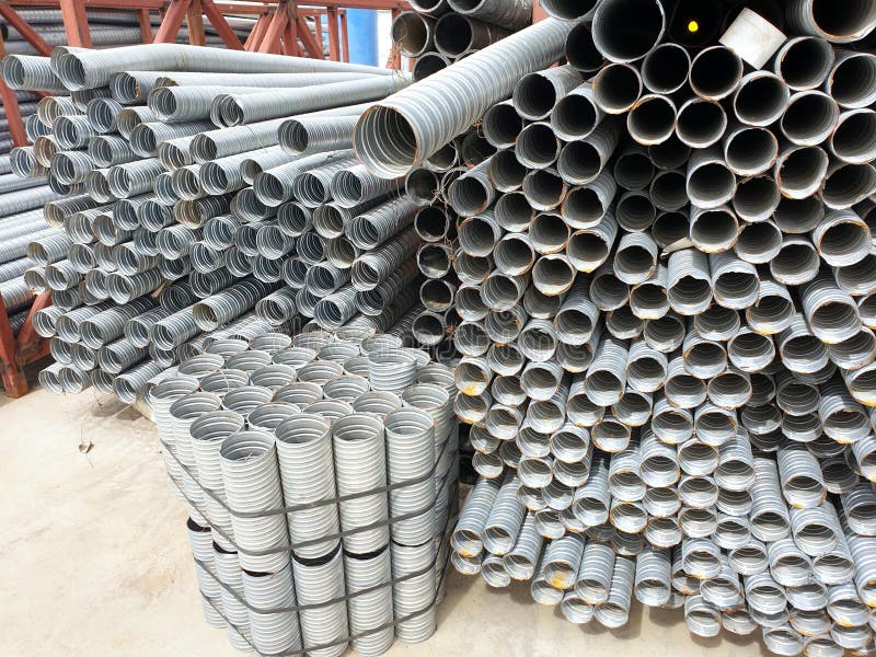 Stack of Flexible Plastic Hose Used in Underground Tunnel Construction