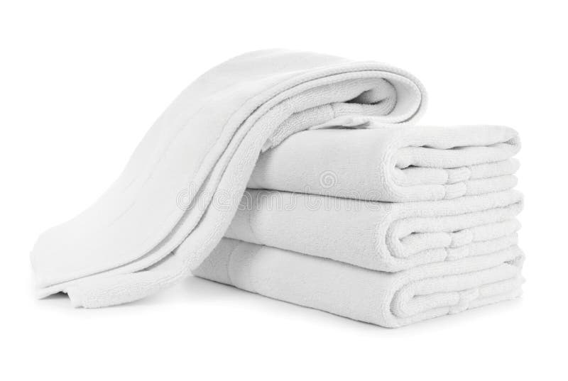 Stack of Folded White Cotton Towels Stock Photo Image of fluffy
