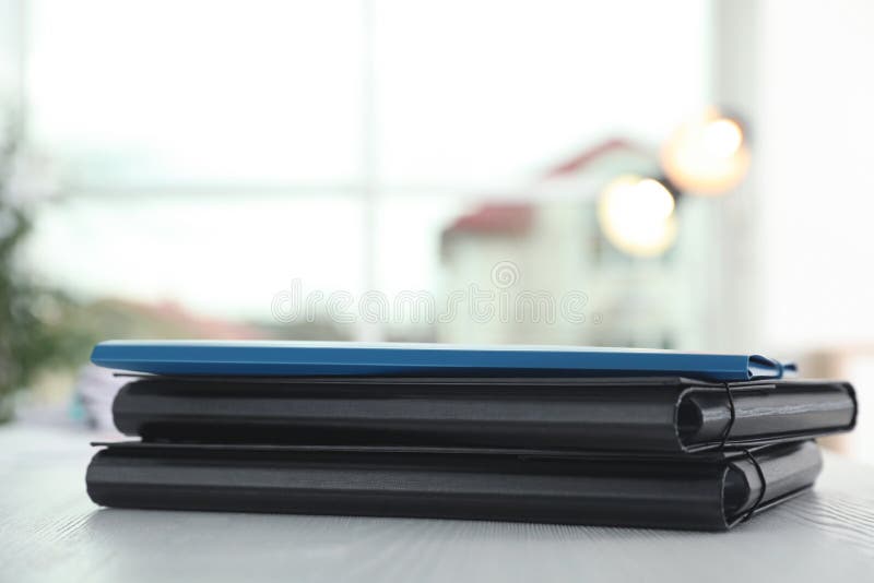 Stack of Folders with Documents on Office Table. Stock Photo - Image of ...