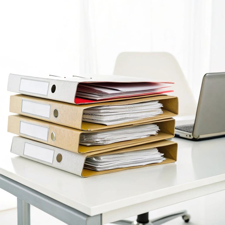 Stack of Folders and Documents Stock Illustration - Illustration of ...
