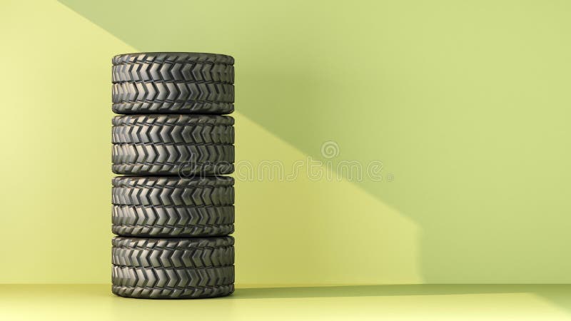 Stack four wheels with rough tread royalty free illustration