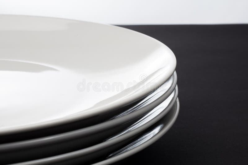 Stack of Four White Shiny Plates Stock Image Image of kitchen, frame