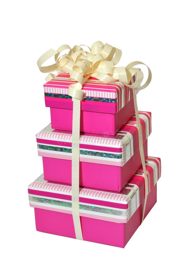 Stack of Gift Boxes Isolated on White Stock Image Image of decorated