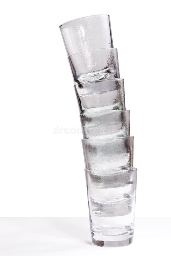 Stack glasses stock image. Image of water, stack, inclined 22337325