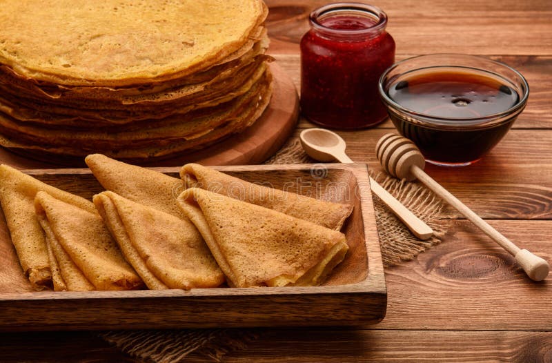 Stack of Gluten Free Pancakes Made from Corn Flour Served with