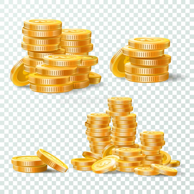 Stack of Gold Coins. Golden Coin Pile, Money Stacks and Golds Piles