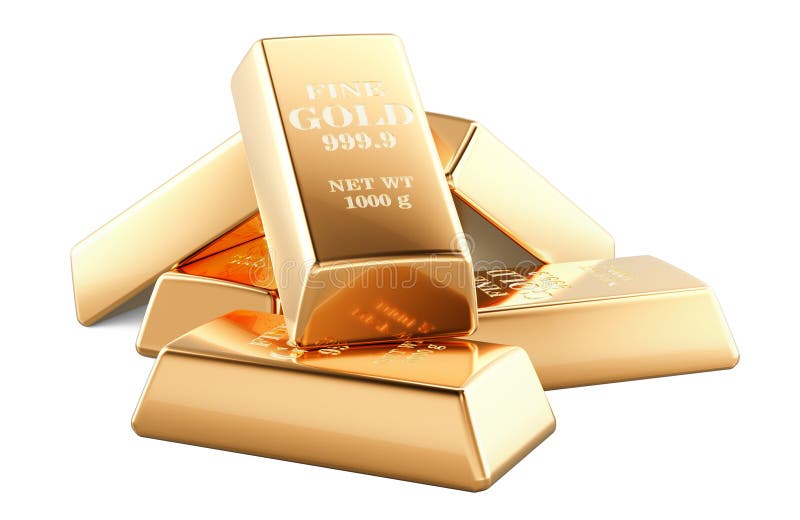 Stack of Gold Ingots, 3D rendering royalty free illustration