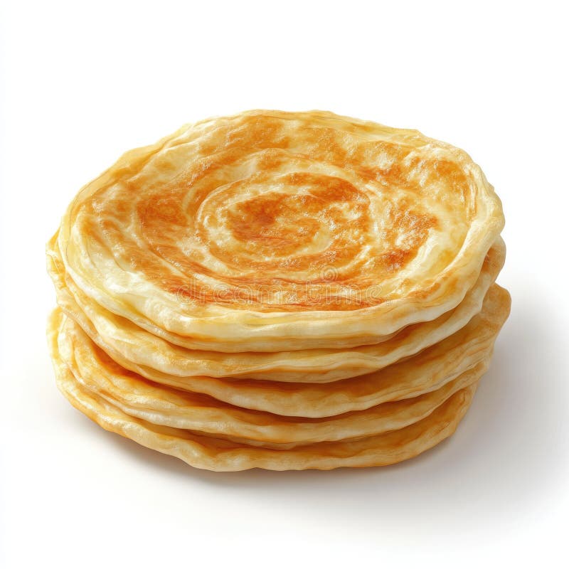 Golden Brown Roti Canai Stack, Delicious Flatbread, Ready to Eat stock illustration